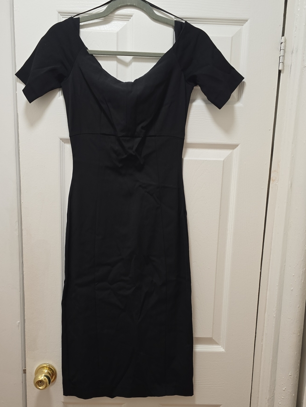 Never Warn H&M Black Wide Neck Fitted Dress